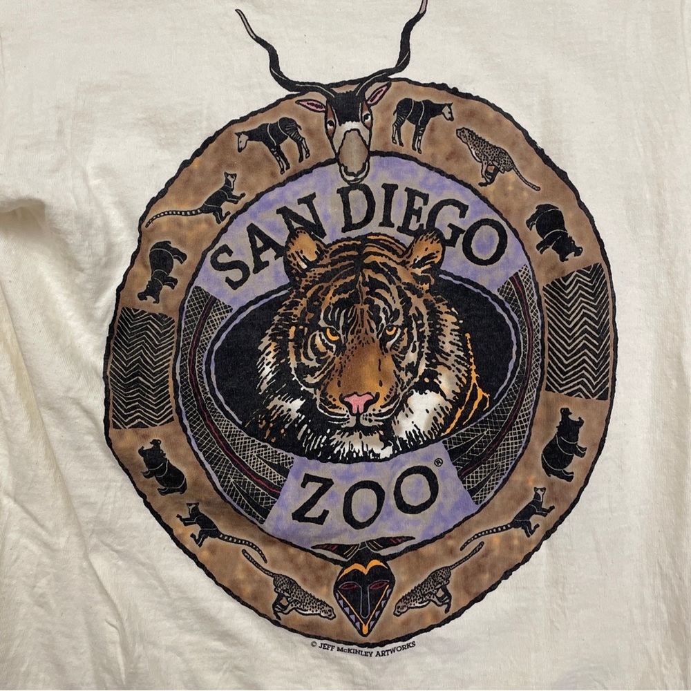 90’s Vintage San Diego Zoo Tiger Single Stitch Graphic T Shirt Size S Used - Picture 3 of 5